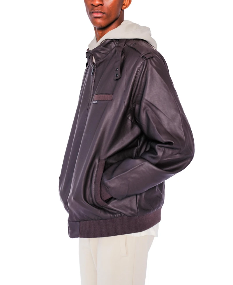 Men's Big & Tall Faux Leather Iconic Racer Jacket