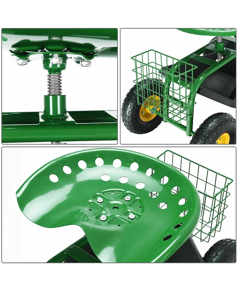 Costway Rolling Tray Gardening Planting with Work Seat Garden Cart