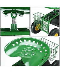 Costway Rolling Tray Gardening Planting with Work Seat Garden Cart