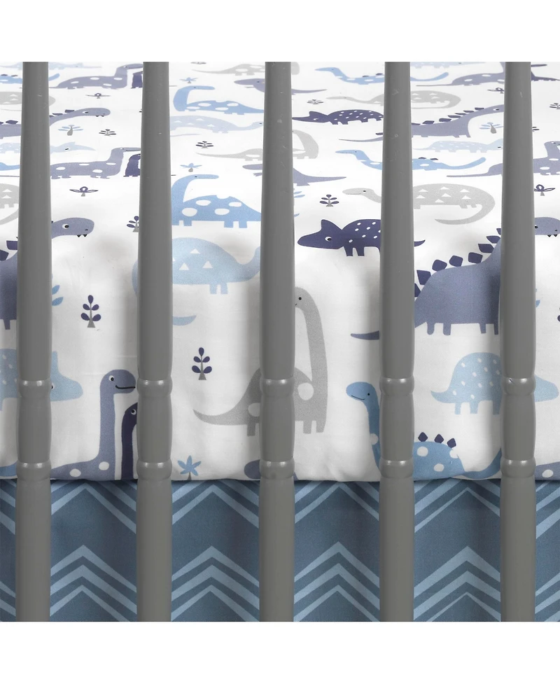 Bedtime Originals Roar Blue/Gray/White Dinosaur Baby Fitted Crib Sheet