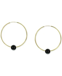 Jade Medium Hoop Earrings 14k Gold, 1.57" (Also Onyx, Turquoise, Lapis, & Freshwater Pearl)
