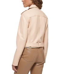 Levi's Women's Faux-Leather Belted Hem Moto Jacket
