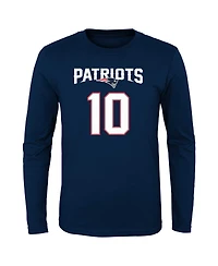Big Boys Mac Jones Navy New England Patriots Mainliner Player Name and Number Long Sleeve T-shirt