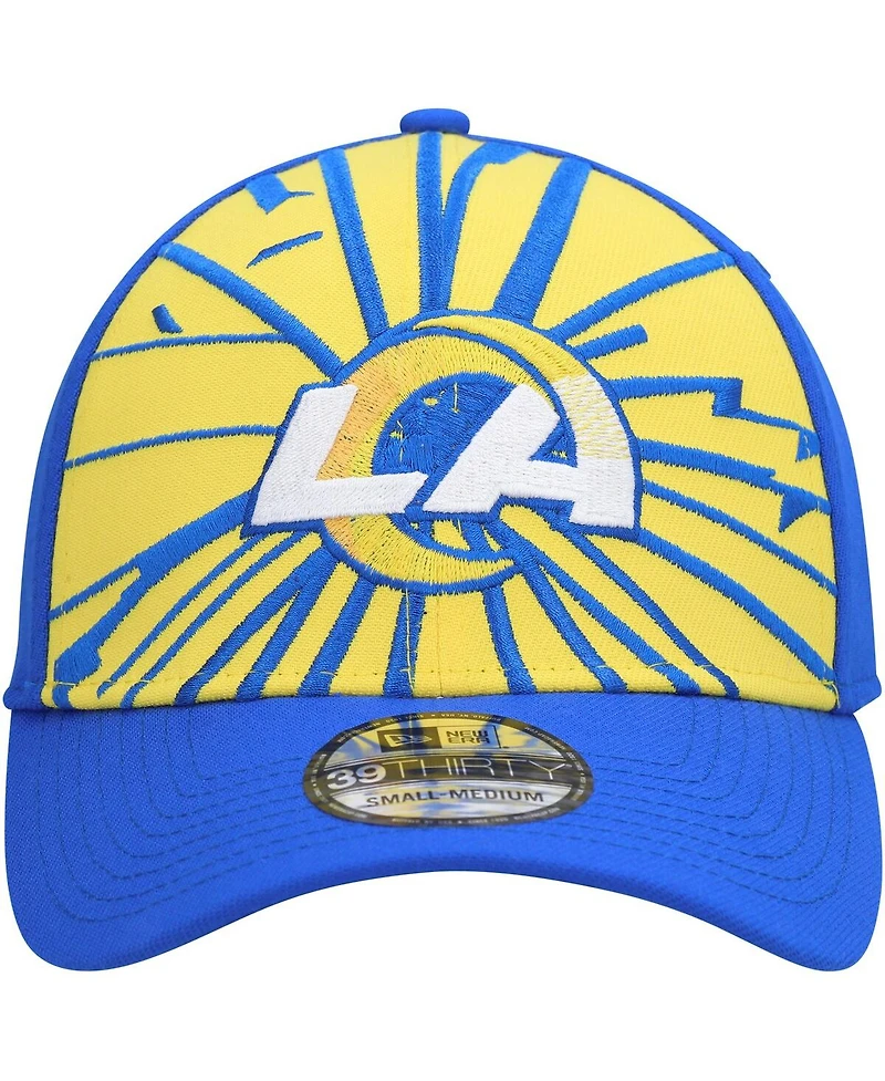 Men's New Era Gold, Royal Los Angeles Rams Shattered 39Thirty Flex Hat