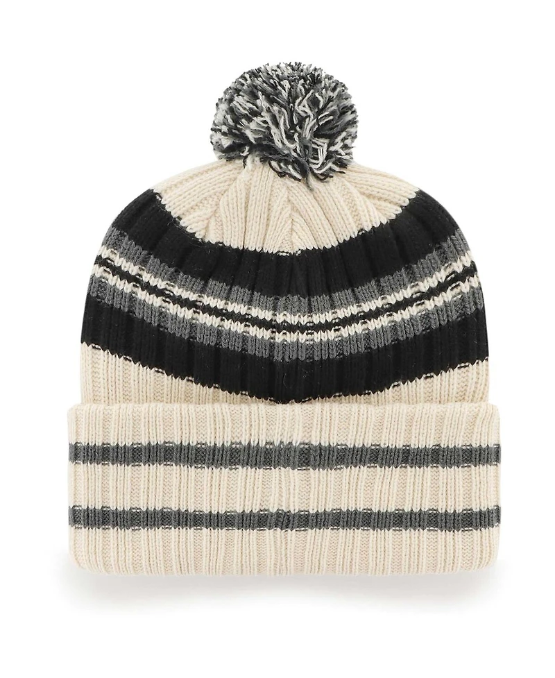 Men's '47 Brand Cream Vegas Golden Knights Hone Patch Cuffed Knit Hat With Pom