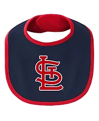 Newborn and Infant Boys Girls Red, Navy St. Louis Cardinals Little Champ Three-Pack Bodysuit Bib Booties Set
