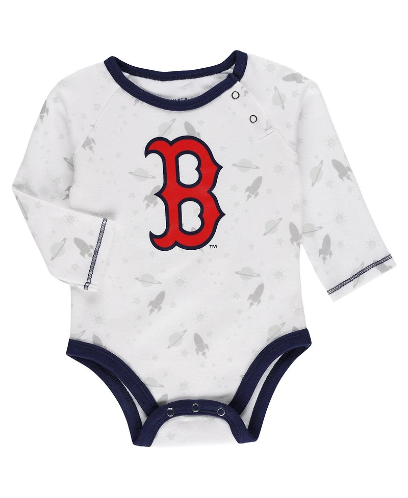 Newborn and Infant Boys Girls Navy, White Boston Red Sox Dream Team Bodysuit Hat Footed Pants Set