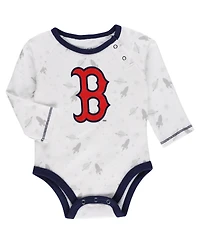Newborn and Infant Boys Girls Navy, White Boston Red Sox Dream Team Bodysuit Hat Footed Pants Set