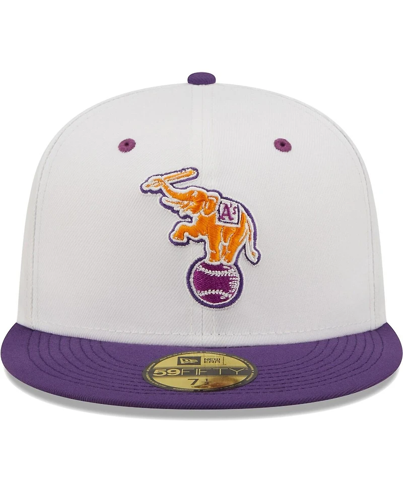 Men's New Era White, Purple Oakland Athletics 30Th Season Grape Lolli 59Fifty Fitted Hat