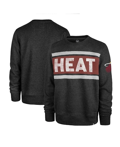 Men's '47 Brand Heather Black Miami Heat Tribeca Emerson Pullover Sweatshirt