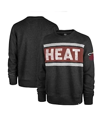Men's '47 Brand Heather Black Miami Heat Tribeca Emerson Pullover Sweatshirt