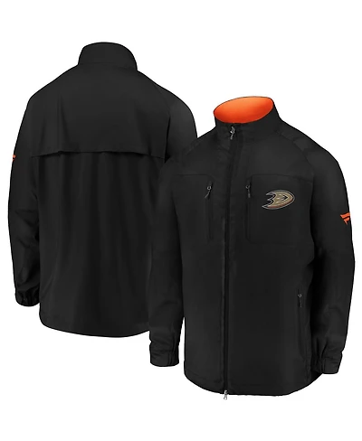Men's Fanatics Black Anaheim Ducks Authentic Pro Locker Room Rink Raglan Full-Zip Jacket