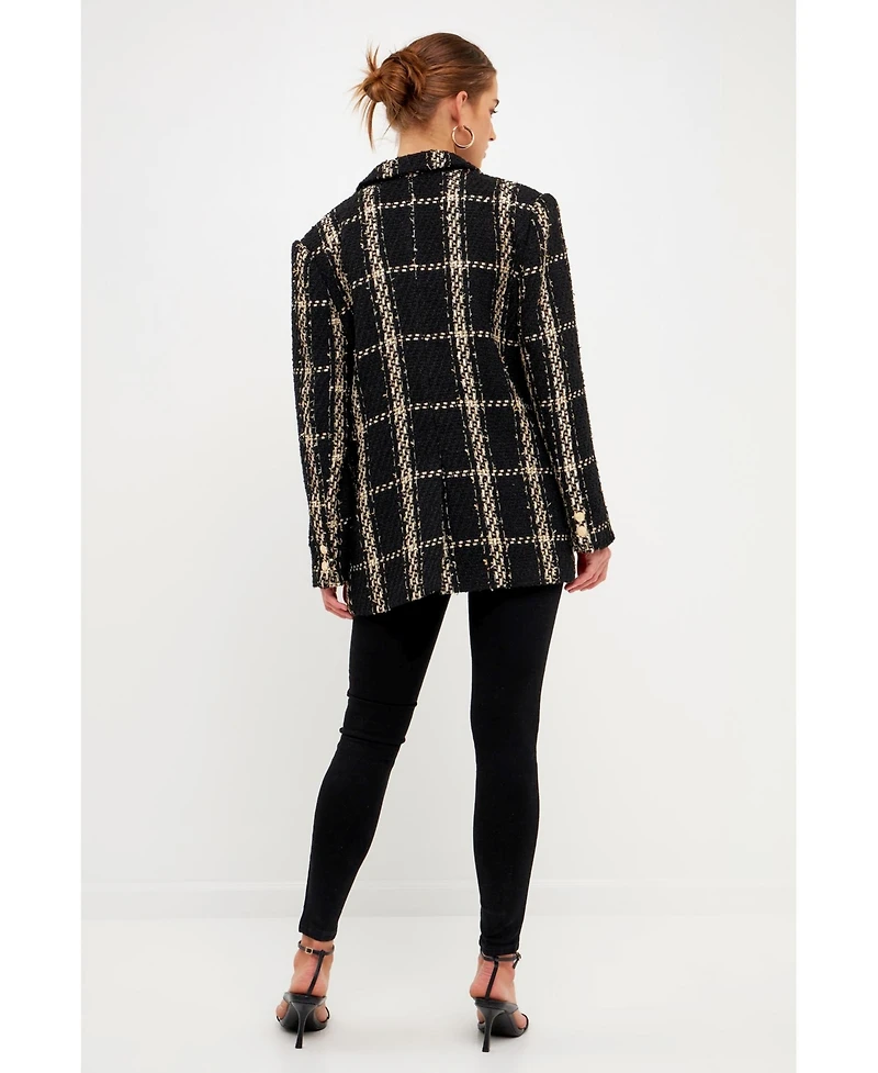 endless rose Women's Oversized Tweed Blazer
