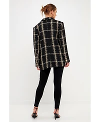 endless rose Women's Oversized Tweed Blazer