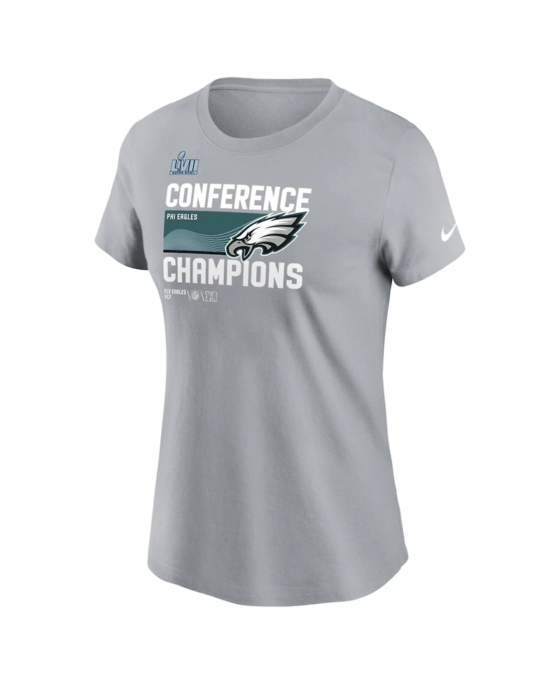 Women's Nike Gray Philadelphia Eagles 2022 Nfc Champions Trophy Collection T-shirt