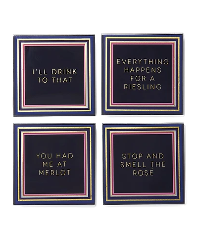 Trina Turk 4" Glass Coaster Set, 4 Piece