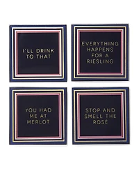 Trina Turk 4" Glass Coaster Set, 4 Piece