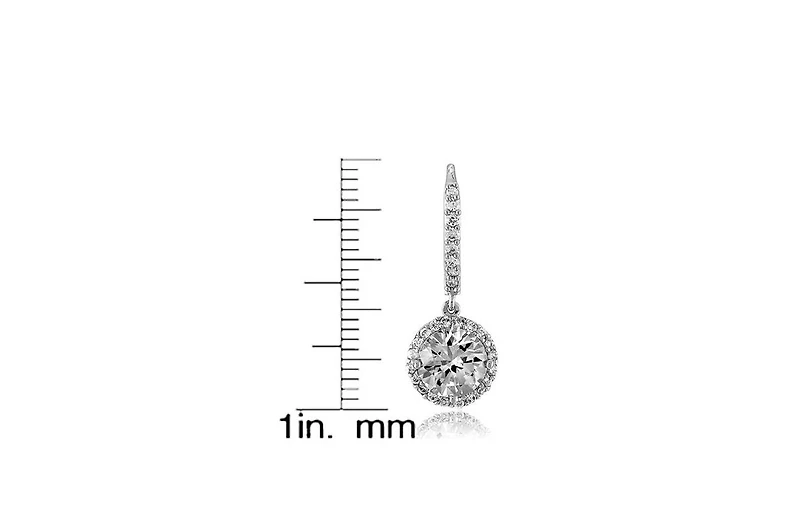 Sterling Silver Cubic Zirconia Dangle Hook Earrings