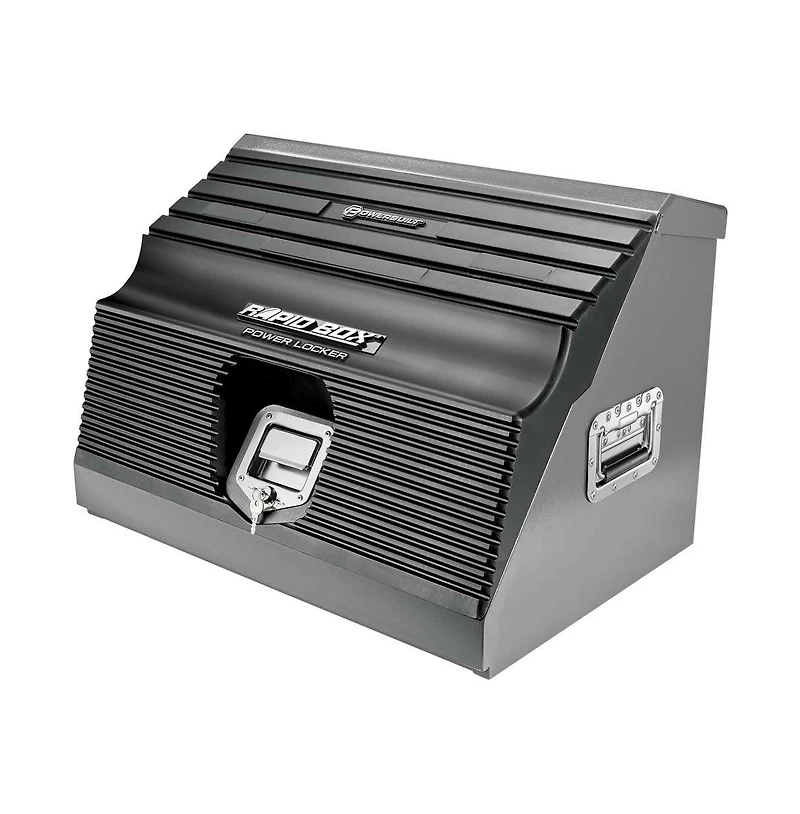 Powerbuilt 26 Inch Rapid Box Portable Slant Front Power Tool Grey Locker Box