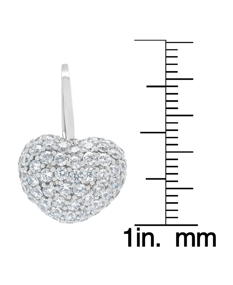 Macy's Silver Plated Brass Cubic Zirconia Puffed Heart Shaped Drop Earrings