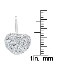 Macy's Silver Plated Brass Cubic Zirconia Puffed Heart Shaped Drop Earrings