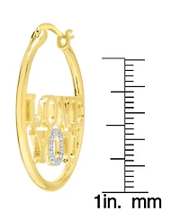 Macy's 14k Gold Plated Brass Diamond Accent Love You Circle Hoop Earrings