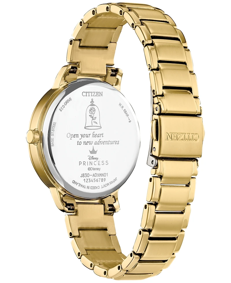 Citizen Eco-Drive Women's Disney Belle and Beast Gold-Tone Stainless Steel Bracelet Watch 36mm Gift Set