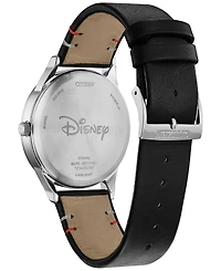 Citizen Eco-Drive Women's Disney Mickey Mouse Black Leather Strap Watch 40mm