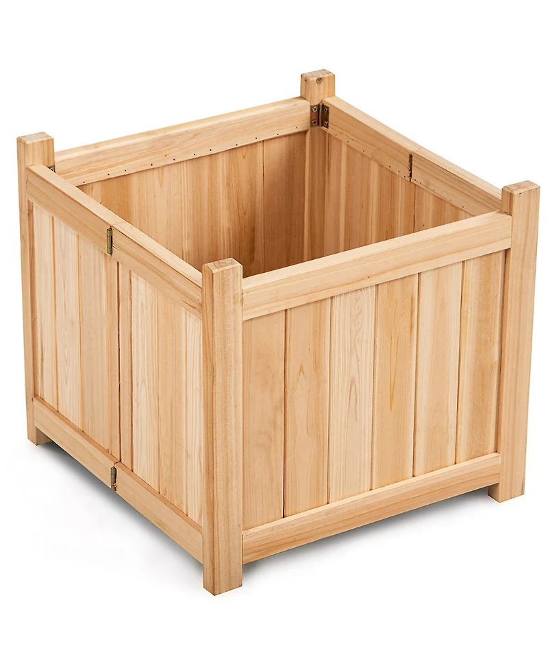 Square Wood Flower Planter Box Raised Vegetable Patio