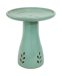 Outdoor Weather-Resistant Garden Patio Classic High-Fired Smooth Ceramic Hand-Painted Bird Bath