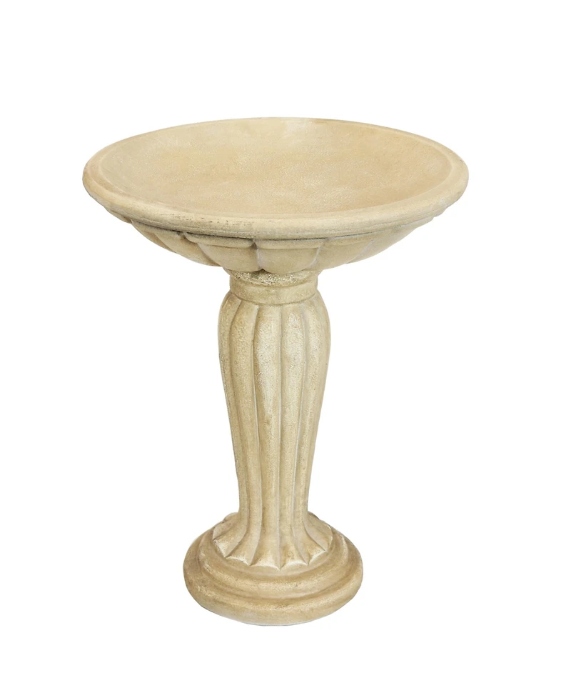 Grecian Column 20-Inch H Glass Fiber Reinforced Concrete Construction Garden Bird Bath - White