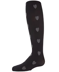 MeMoi Girls Heathered Heart Opaque Tights