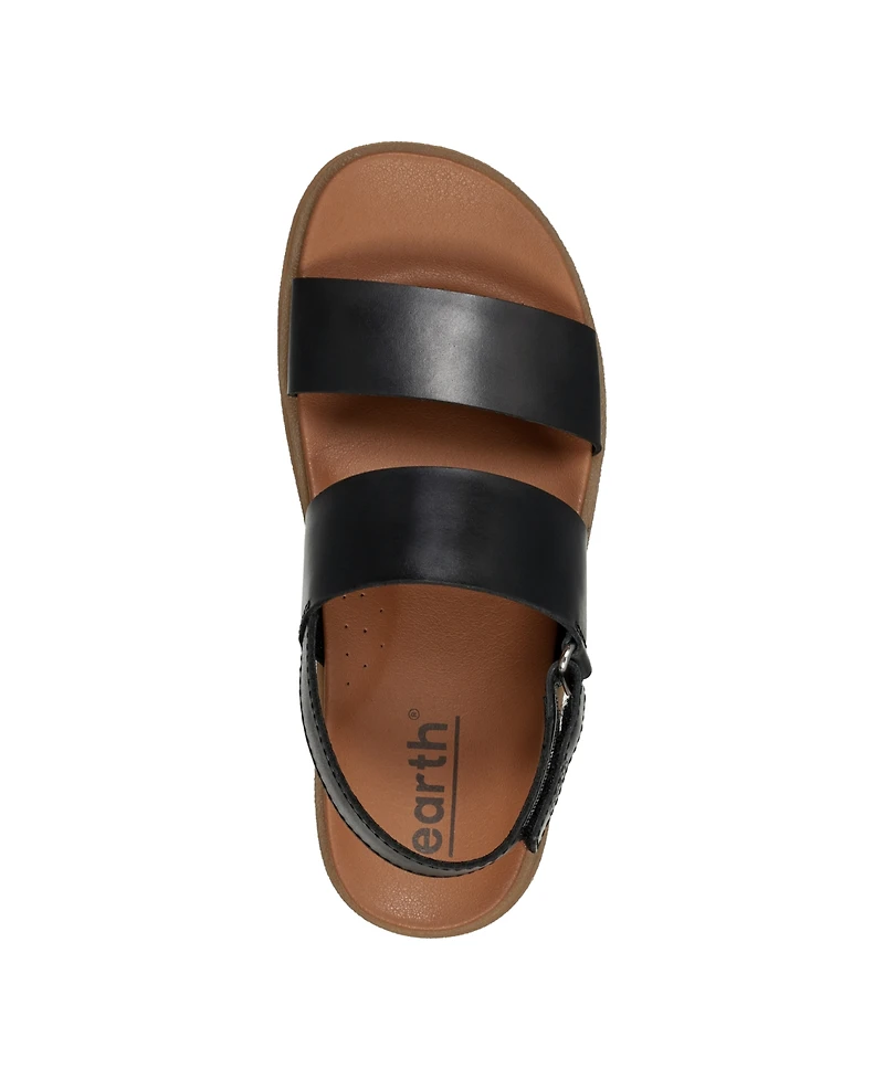 Earth Women's Leah Round Toe Strappy Casual Flat Sandals