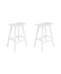 WestinTrends Outdoor Patio Adirondack Bar Height Stool Saddle Seat Chair Set of 2