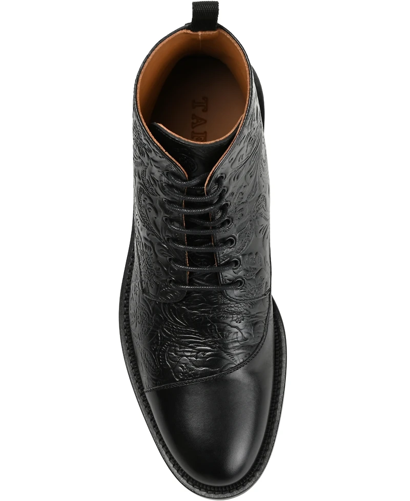 Taft Men's Paris Floral Embossed Leather Dress Boots