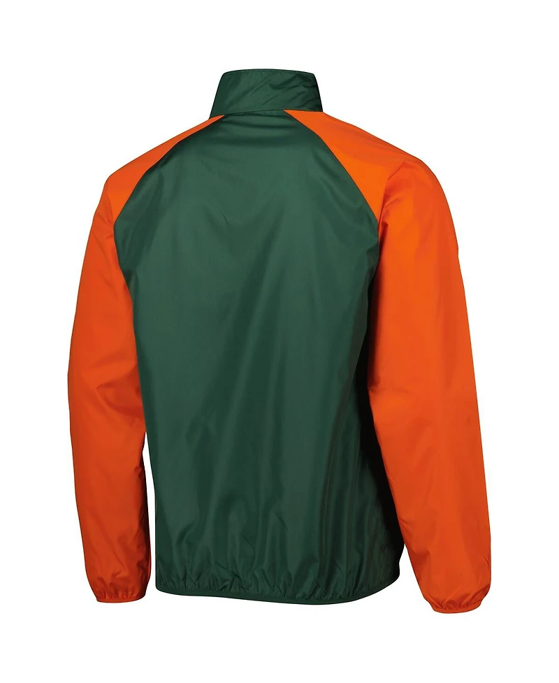 Men's G-iii Sports by Carl Banks Green Miami Hurricanes Point Guard Raglan Half-Zip Jacket