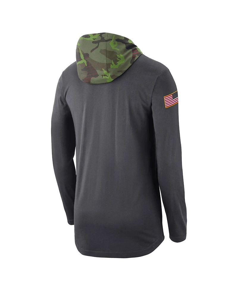 Men's Nike Anthracite Clemson Tigers Military-Inspired Long Sleeve Hoodie T-shirt