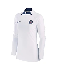 Women's Nike White Paris Saint-Germain Strike Drill Raglan Performance Quarter-Zip Top