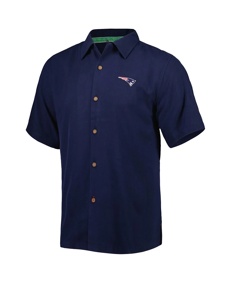 Men's Tommy Bahama Navy New England Patriots Top of Your Game Camp Button-Up Shirt