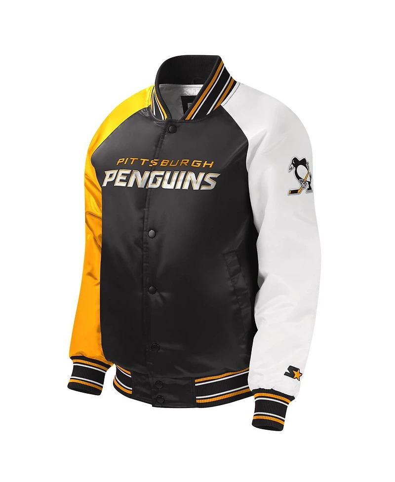 Big Boys, Girls and Starter Black Pittsburgh Penguins Raglan Full-Snap Varsity Jacket