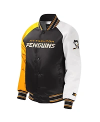 Big Boys, Girls and Starter Black Pittsburgh Penguins Raglan Full-Snap Varsity Jacket