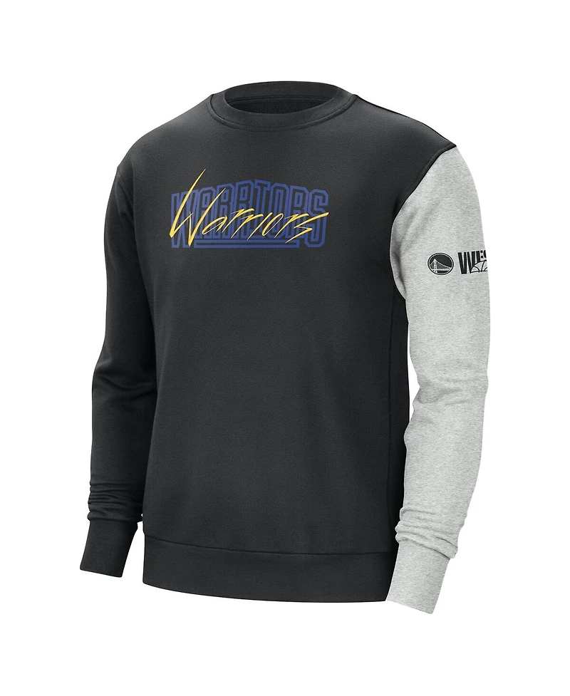 Men's Nike Black, Heather Gray Golden State Warriors Courtside Versus Force & Flight Pullover Sweatshirt
