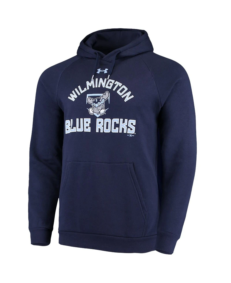 Men's Under Armour Navy Wilmington Blue Rocks All Day Raglan Fleece Pullover Hoodie
