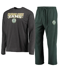 Men's Concepts Sport Green, Heathered Charcoal Colorado State Rams Meter Long Sleeve T-shirt and Pants Sleep Set
