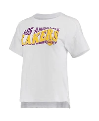 Women's Concepts Sport Charcoal, White Los Angeles Lakers Resurgence Slub Burnout Raglan T-shirt and Shorts Sleep Set