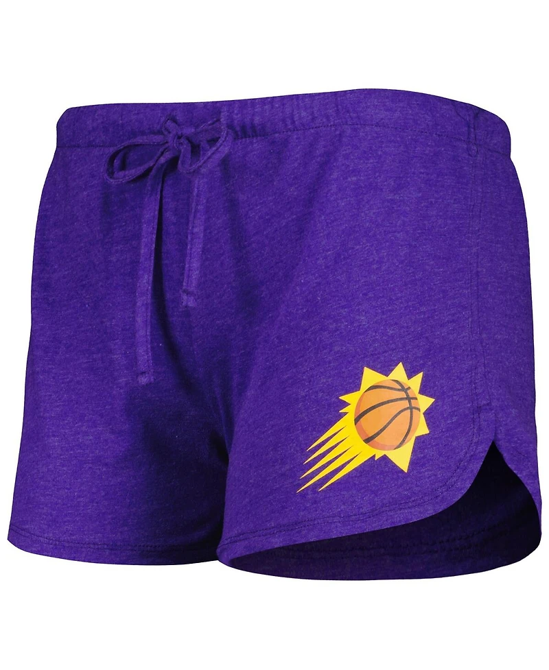 Women's Concepts Sport Heather Black, Purple Phoenix Suns Team Raglan Long Sleeve T-shirt and Shorts Sleep Set
