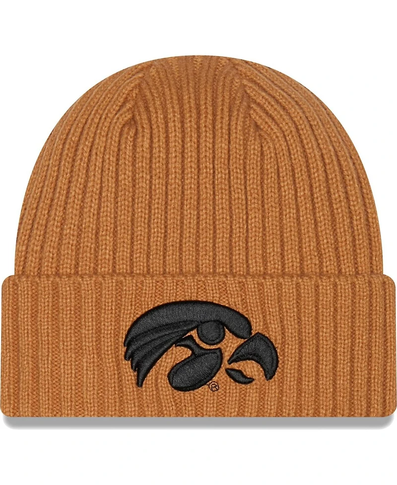 Men's New Era Light Brown Iowa Hawkeyes Core Classic Cuffed Knit Hat