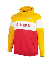Men's New Era Red, Gold Kansas City Chiefs Big and Tall Current Colorblock Raglan Fleece Pullover Hoodie