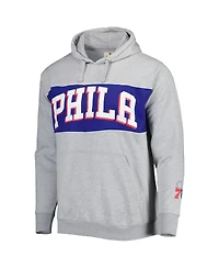 Men's Fanatics Heather Gray Philadelphia 76ers Wordmark French Terry Pullover Hoodie