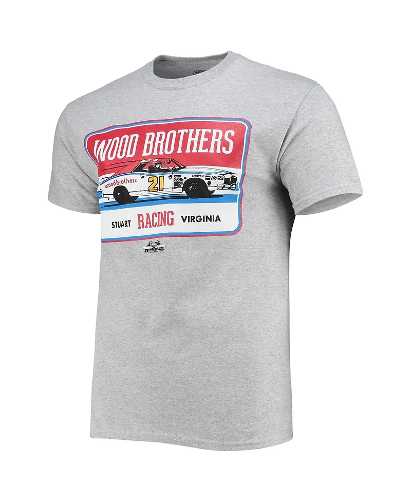 Men's Checkered Flag Sports Heathered Gray Wood Brothers Racing Vintage-Inspired T-shirt